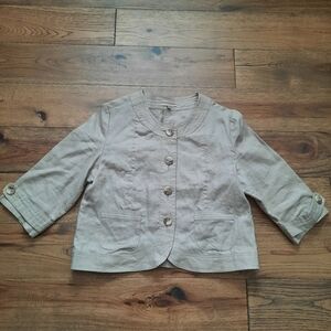 Linen Button Front Jacket Blazer